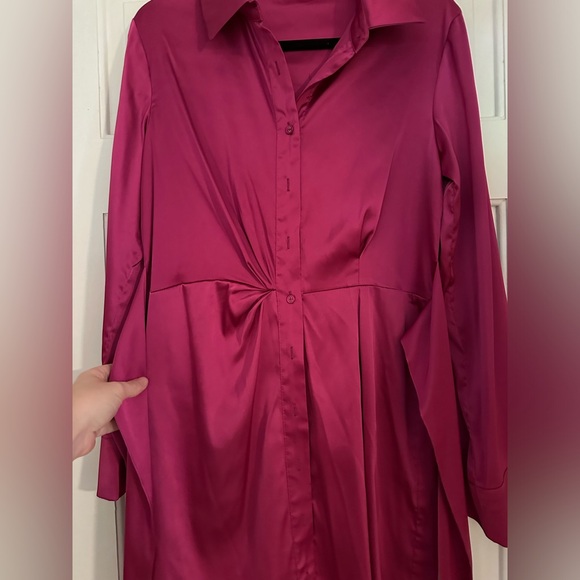 Fuschia silk dress - Picture 2 of 2